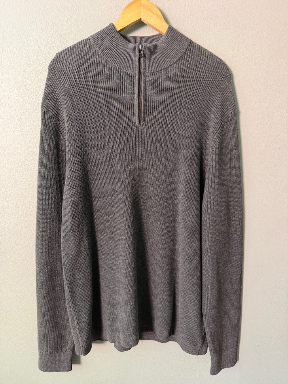 Dockers Gray Quarter Zip Ribbed Knit Sweater Pullover Men’s XL
